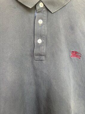 Burberry Brit Polo Shirt Mens Medium Gray Nova Check Logo Cotton Designer